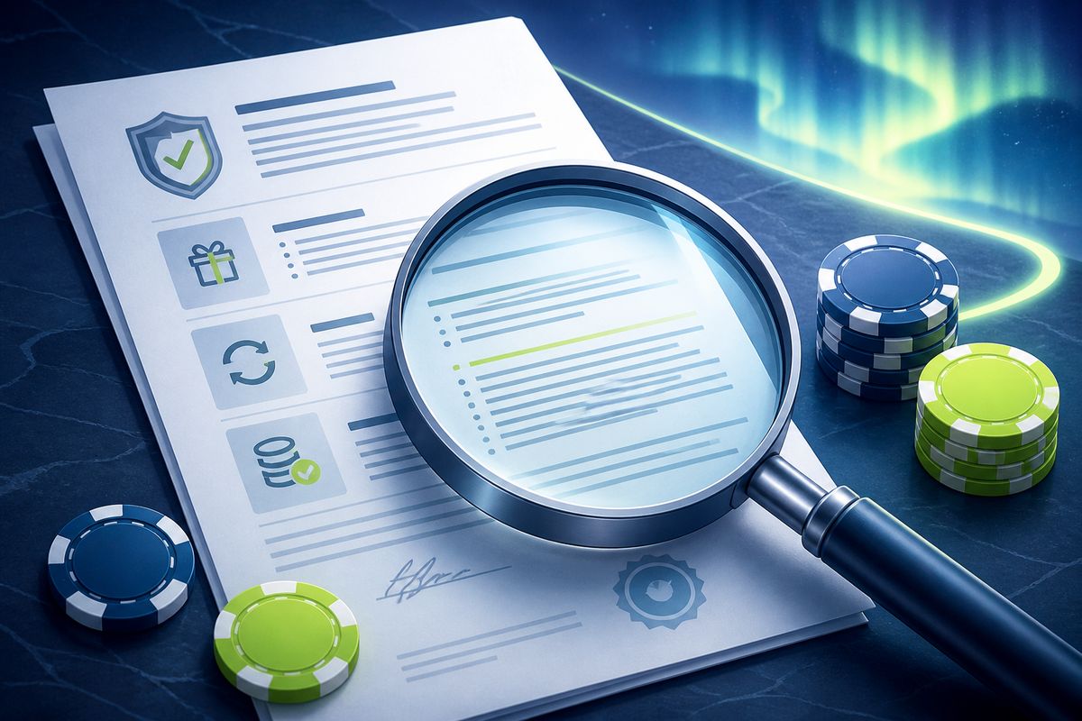Contract sheet and magnifying glass illustrating reading bonus fine print